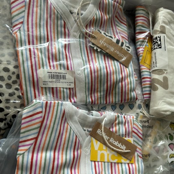 NWT Roller Rabbit rainbow Party Stripe Footie (new in bag) - Picture 2 of 2